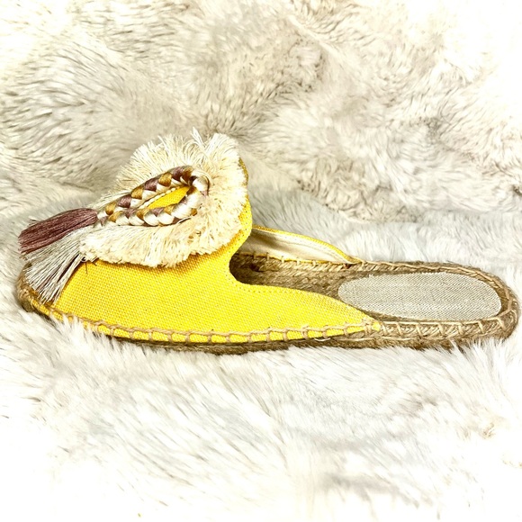 NWOT! Yellow Slip On Espadrilles - Ivory, Orange, & Rose Rope & Tassels - Size 7 - Picture 3 of 3